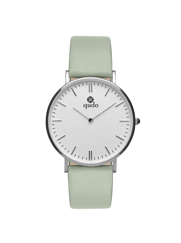 800318 Hodinky QUDO Eterni Silver Aqua Glass