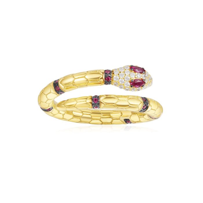 s10001000 A18486XKRY Prste APM MONACO Yellow Uraeus Ring With Corundum Ruby